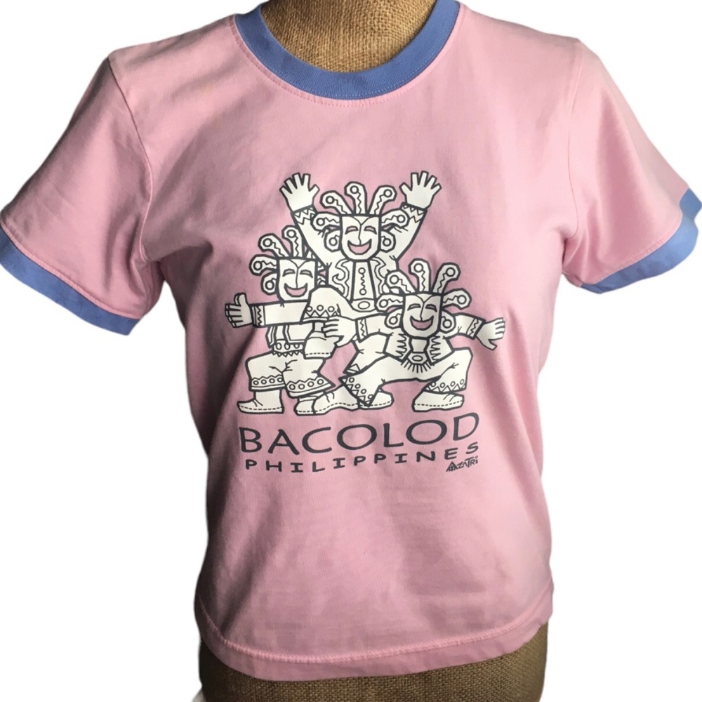 Kidcore fun raver y2k bacolod Philippines M pink ringer baby tee fit top